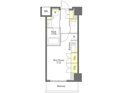 プライムメゾン品川(ワンルーム/2階)の間取り写真