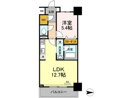 グレイスコート・アイエス(1LDK/5階)の間取り写真