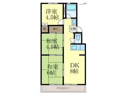 コーポ池尾(3DK/4階)の間取り写真