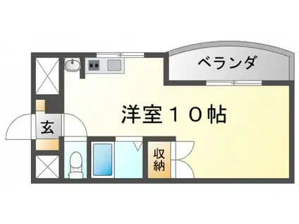 ユニハウスドイ(ワンルーム/2階)の間取り写真