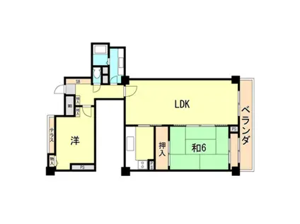 ポートピアプラザA棟(2LDK/25階)の間取り写真