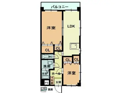 マリアージュ小森江(2LDK/2階)の間取り写真