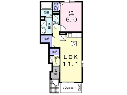 プラネット(1LDK/1階)の間取り写真