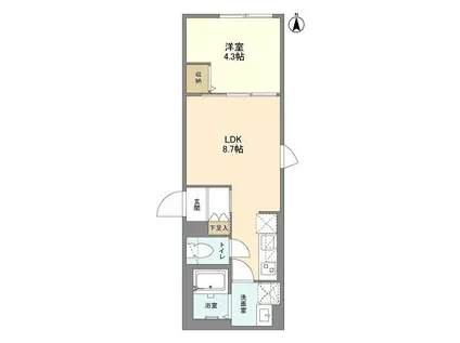 ウェルスクエア笹塚II(1LDK/1階)の間取り写真