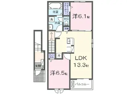 ヒカルサ和歌山鳴神I(2LDK/2階)の間取り写真