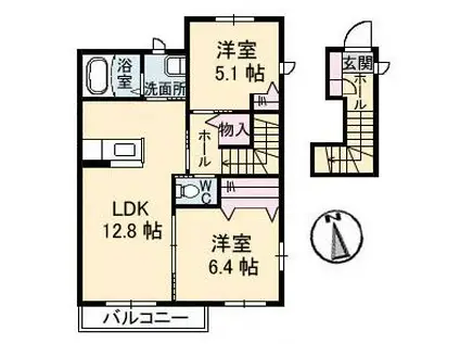 花ポートE(2LDK/2階)の間取り写真