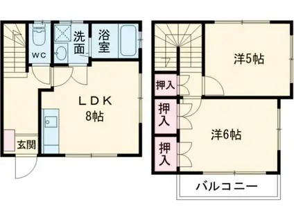 クリスタルメゾン中白川A(2LDK/1階)の間取り写真