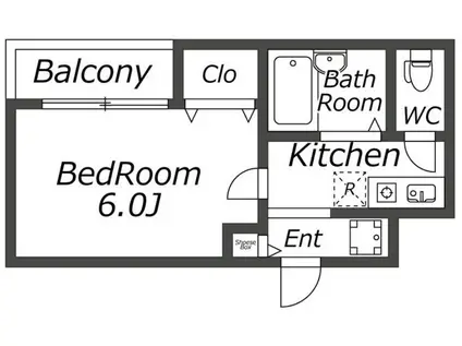 ウイング1997(1K/2階)の間取り写真