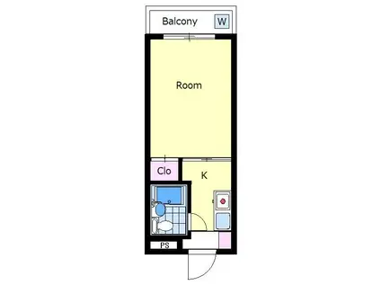 ハイタウン目黒(1K/3階)の間取り写真