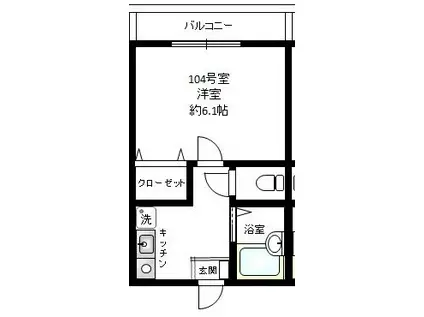 ディアコート横浜高田(1K/1階)の間取り写真