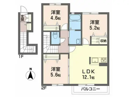 シャーメゾンルプレ(3LDK/2階)の間取り写真