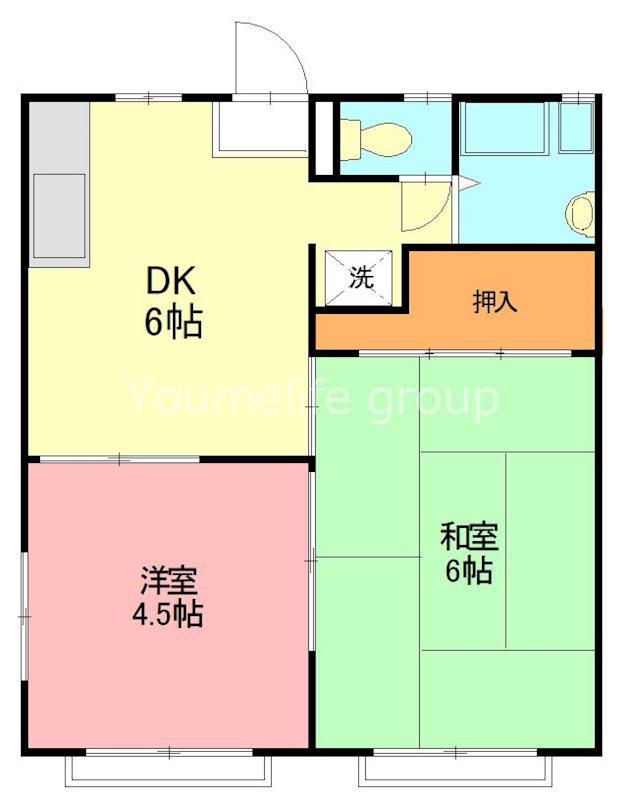 サニー元町I(2DK/2階)の間取り写真
