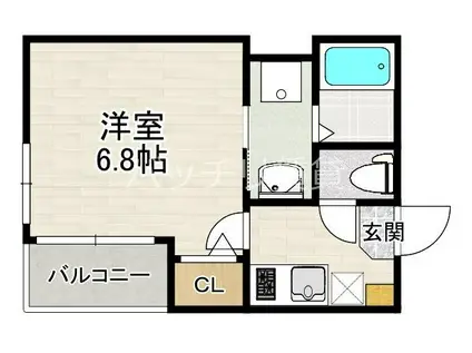 アイランドヴィラ箱崎(1K/2階)の間取り写真