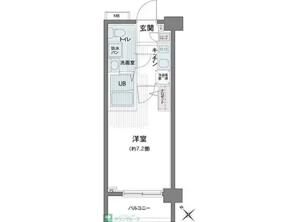 エコロジー都立大学レジデンス(1K/6階)の間取り写真