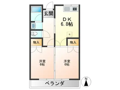 メゾンクロダ(2DK/1階)の間取り写真