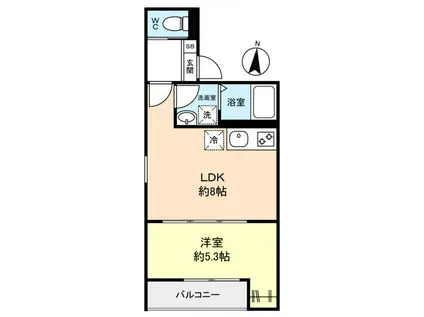 GRADUS八千代台III(1LDK/2階)の間取り写真