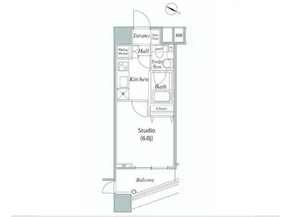 ファーストリアルタワー新宿(1K/6階)の間取り写真
