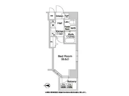 コンフォリア浅草橋DEUX(1K/2階)の間取り写真