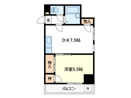 ハイホーム沖田(2K/4階)の間取り写真