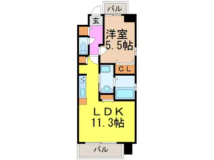 アンジェリーナ(1LDK/5階)の間取り写真