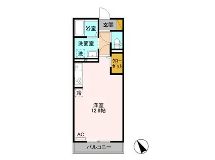 カスタリアIV(ワンルーム/3階)の間取り写真