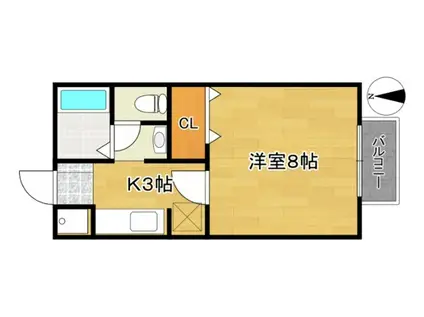 シェロスY・K中倉(1K/2階)の間取り写真