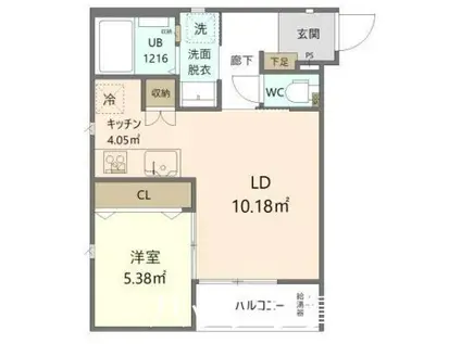 ロートレック城南(1LDK/1階)の間取り写真