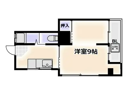 高津ハイツ(1K/2階)の間取り写真