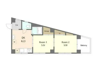 MAISON HOSOYAMA メゾンホソヤマ(2DK/5階)の間取り写真