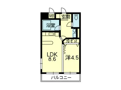 ライズ上通(1LDK/6階)の間取り写真