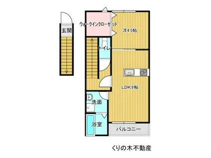 ルミウス延喜C棟(1LDK/1階)の間取り写真