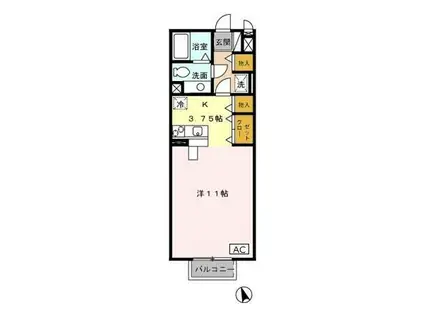 サントゥール C(ワンルーム/2階)の間取り写真