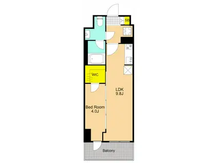 パークアクシス品川南大井パークフロント(1LDK/8階)の間取り写真