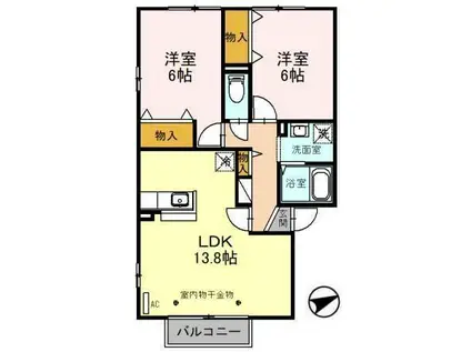 ソレアード A(2LDK/2階)の間取り写真