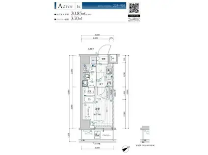 メインステージ横濱鶴見(1K/2階)の間取り写真