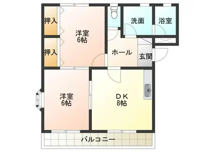 オリオンパーク(2DK/1階)の間取り写真