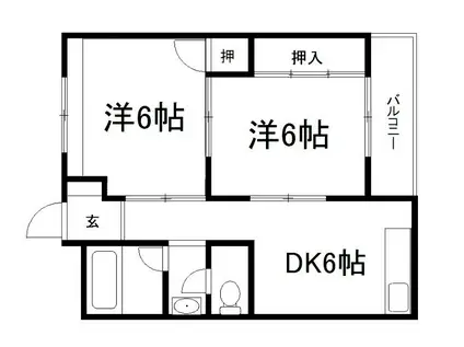サンハイム笹野(2DK/1階)の間取り写真