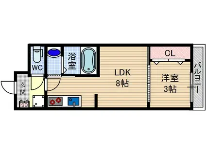 OASIS BRILLIANT(1LDK/9階)の間取り写真