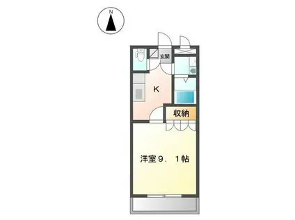 プラムガーデンSIN(1K/1階)の間取り写真
