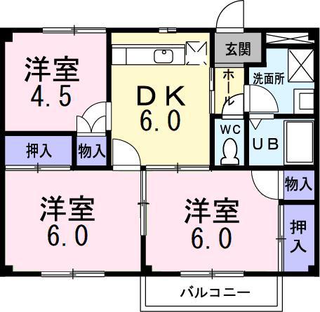 ロマニー華(3DK/1階)の間取り写真