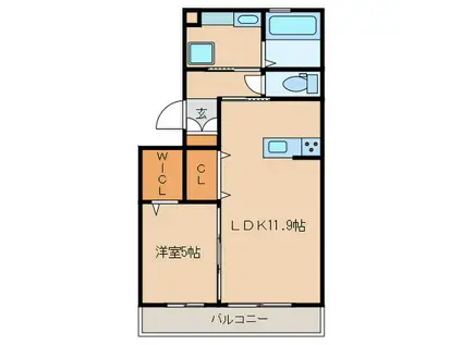 カーサフェリーチェE(1LDK/2階)の間取り写真