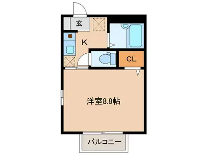 グリーンルーフ(1K/2階)の間取り写真