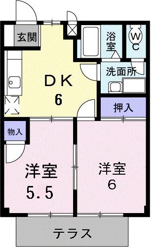 ブルーハイツI(2DK/1階)の間取り写真