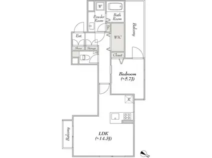 レンブラン赤堤 100(1LDK/4階)の間取り写真