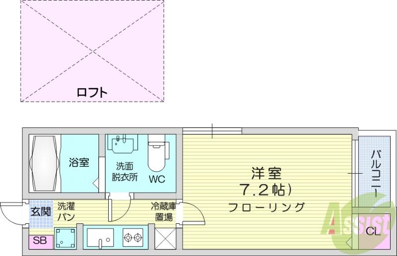 MARIANAⅠ(1K/1階)の間取り写真