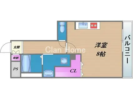 エスコート鶴橋(ワンルーム/3階)の間取り写真