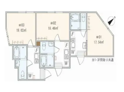 アザーレ・スフィーダ淵野辺(1K/1階)の間取り写真