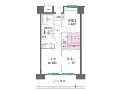 さくらPORT・レジデンス(2LDK/10階)の間取り写真