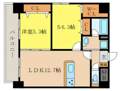 ピアヌーラ柳馬場(1SLDK/2階)の間取り写真