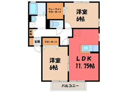 プリムローズB(2LDK/2階)の間取り写真